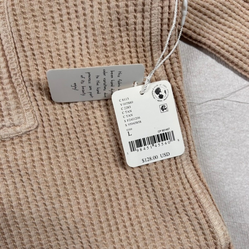 Free People FP One Waffle Knit Shacket Womens L Thermal Utility Jacket Epaulette - Picture 5 of 10